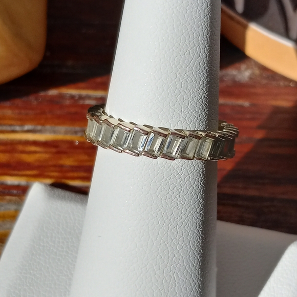 Vintage GP CZ Emerald Cut Baguette Style Gemstone Ring, Size 6 - Picture 1 of 14